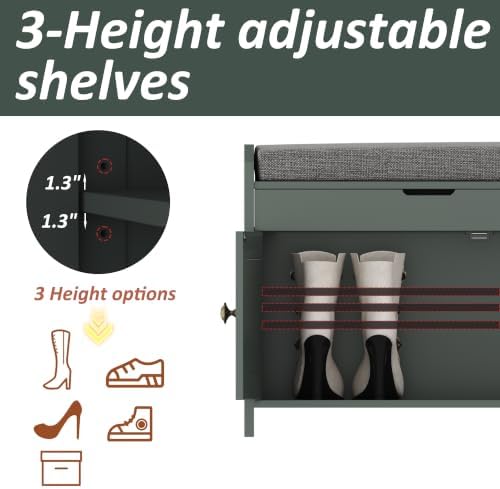 HOMEFORT 41.3" Shoe Bench with Lift Top Storage, Entryway Bench with Cushioned - Image 6