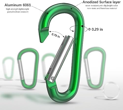 sprookber 3" Aluminum Carabiner D Ring, Caribeener Clips, Spring Snap Hook - Image 4