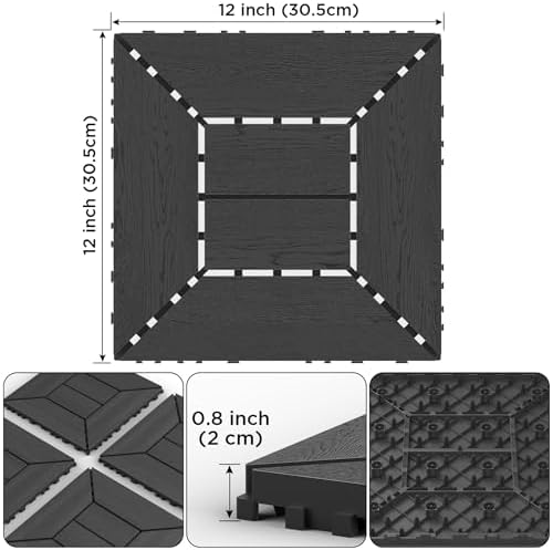44 Pack Interlocking Deck Tiles, All-Weather Outdoor Deck Tiles - Image 2