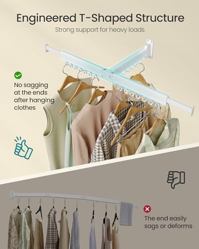 SONGMICS Clothes Drying Rack, Wall-Mounted, Extendable, Foldable Arms - Image 4