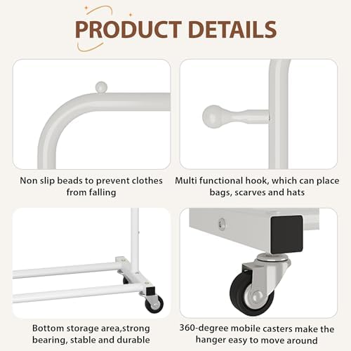 Sywhitta Metal Clothing Rack on Wheels - Image 4