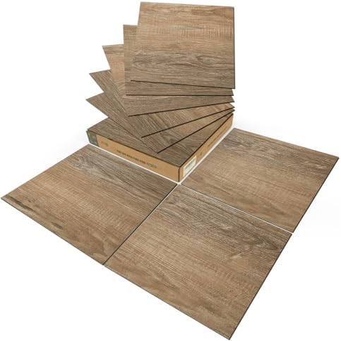 Art3d 10-Pack Peel and Stick Vinyl Floor Tiles, Light Brown Ash by Art3d
