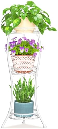 LASZOLA 3 Tiers Metal Corner Plant Flower Stand Tall Indoor Outdoor by LASZOLA