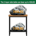 Outdoor Side Table with Storage 2-Tier Patio End Tables Wood - Image 4