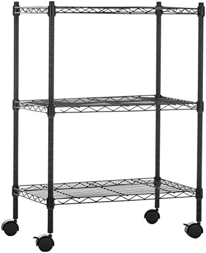 Amazon Basics 3-Shelf Adjustable Heavy Duty Storage Shelving Unit on 2" Wheels by AmazonBasics