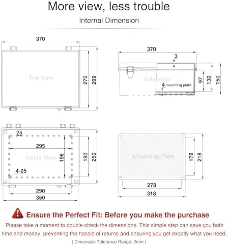 QILIPSU Outdoor WiFi Enclosure, 14.6"x10.6"x5.9" Waterproof Electrical Junction - Image 6