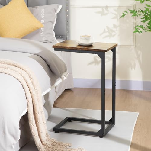 AMHANCIBLE C Shaped End Table, Slide Under Couch Table - Image 2
