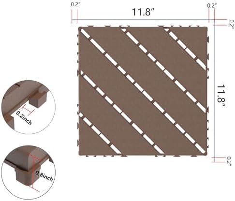 44 Pack Interlocking Deck Tiles, 12x12 Inch Modern Plastic Outdoor Flooring - Image 3