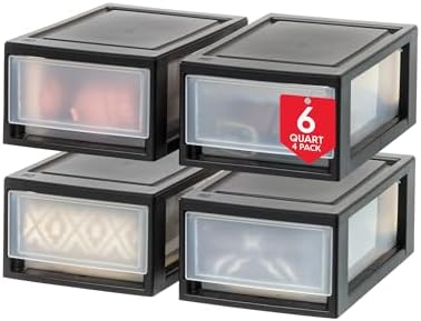 IRIS USA 4-Pack, 6 Qt. Small Stacking Drawer Storage Organizer by IRISUSA
