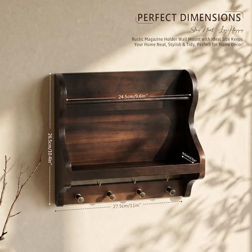 Acacia Wood Mail Organizer Wall Mount - Image 2