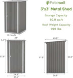 Patiowell 3x3 FT Storage Shed, Small Metal Shed - Image 2
