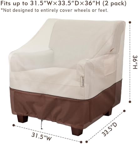 Waterproof Patio Chair Covers 2Pack, 31.5"W x 33.5"D x 36"H - Image 2