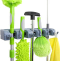 Amazon Basics Rectangular Heavy Duty Wall Mount Broom and Mop Holder, Sturdy by AmazonBasics