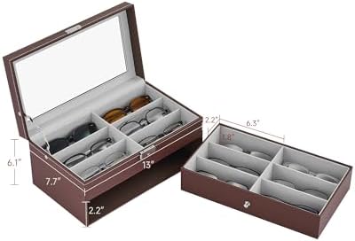CO-Z Sunglasses Organizer with 12 Slots, Leather Eyeglasses Storage Box - Image 6