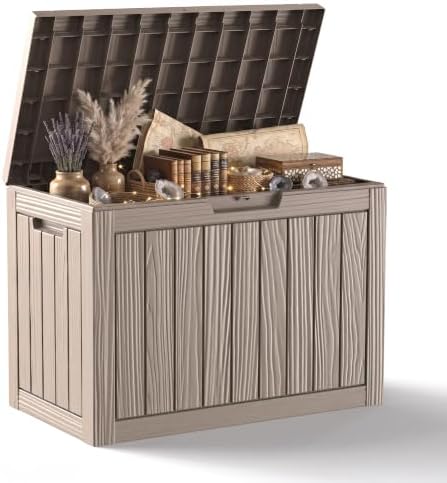 55 Gallon Outdoor Storage Box Waterproof, UV Resistant Resin Deck Box by KFY