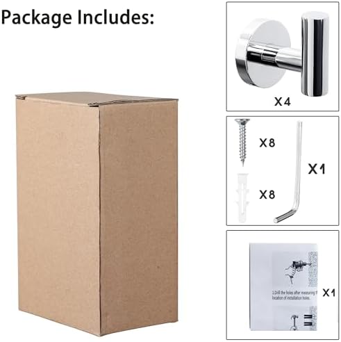 8 Pack Bath Towel Hooks, Wall Mount Towel Holder Chrome Finish Towel Rack - Image 6