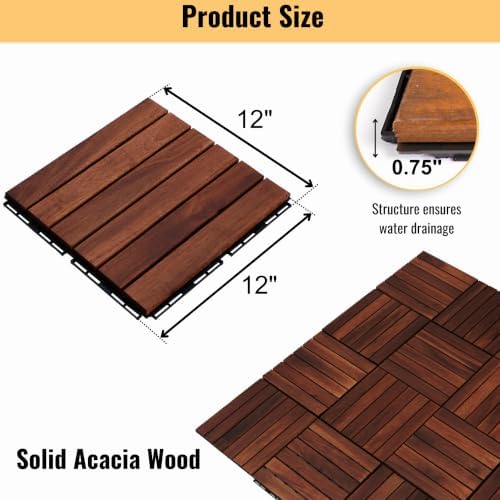 Acacia Wood Interlocking Deck Tiles - Image 2