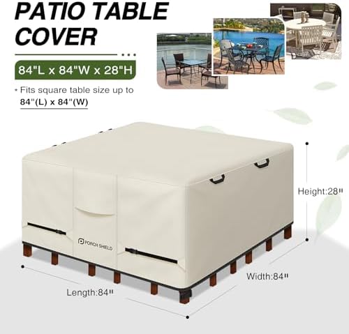 Porch Shield Waterproof Square Patio Table Cover 84 x 84 inch - Image 2