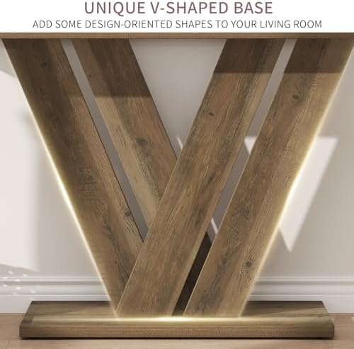51" Console Table, V-Shaped Entryway Table, Wood Sofa Table Behind Couch - Image 7
