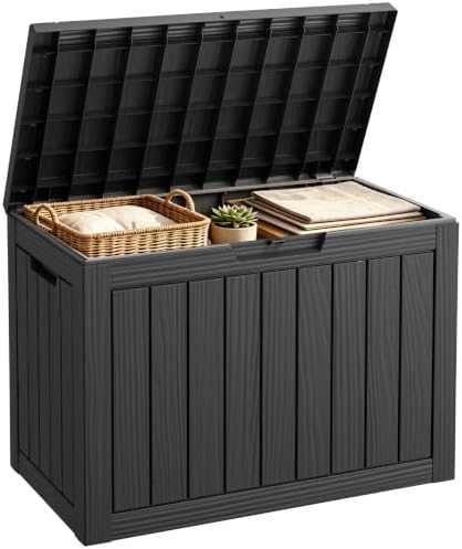 Fancyango 50 Gallon Waterproof Deck Box, Resin Outdoor Storage Box by Warmnestforpets
