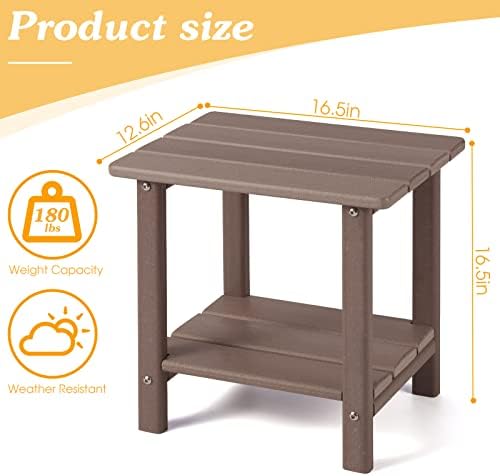 Apolimi Adirondack Outdoor Side Table, 2-Tier Sturdy Patio End Table Weather - Image 3