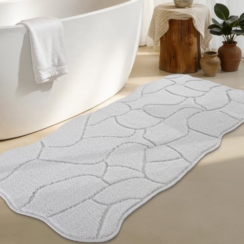 BSICPRO Bathroom Runner Rugs, 24x59 Scalloped Bath Mats by BSICPRO