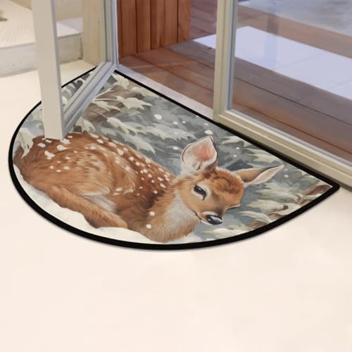 Half Circle Doormat Christmas Animal Deer 36''x24''Shoe Mats - Image 6