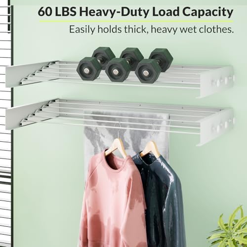 Extra Wide 40" Wall Mounted Clothes Drying Rack, Foldable Laundry Rack - Image 3