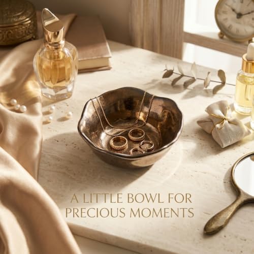 Jewelry Dish, Metallic Ceramic Ring Tray - Image 2
