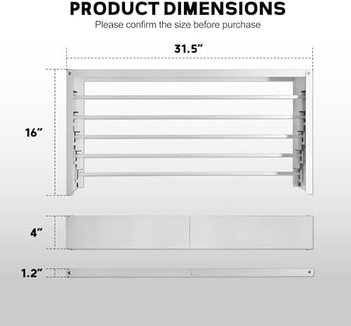 Wall Mounted Clothes Drying Rack 31.5" Wide，Foldable Wall Mount Laundry Rack - Image 2