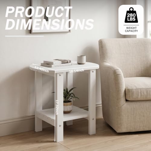 Adirondack Outdoor Side Table, 2-Tier HDPS Patio End Table - Image 3