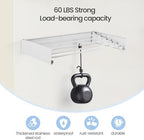 Wall Mounted Laundry Drying Rack, Carbon Steel Foldable & Retractable Clothes - Image 3