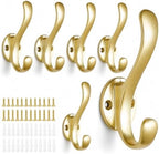 Brushed Bronze Heavy Duty Coat Hooks, 6 Pack Aluminum Wall Hooks by Unknown