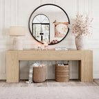 Epecoya 86-Inch Console Table for Living Room, Light Oak Brown - Image 4