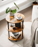 Round Small End Table with Classic Turned Legs, 3 Tier Oval Accent Table - Image 5