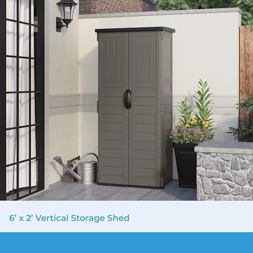 Suncast 22 Cu Ft, Vertical Storage Shed, Pad-Lockable Double Doors - Image 5