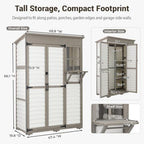 Ketive Outdoor Storage Cabinet, Fold-Down Shelf, 3 Shelves, 6 Hooks - Image 5