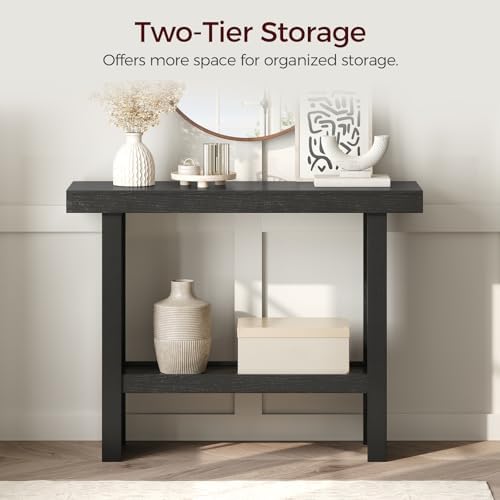 MAHANCRIS Modern Console Table, 39.4" Black Rectangular Entryway Table - Image 3