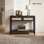 SICOTAS Black Rattan Console Table - Image 4