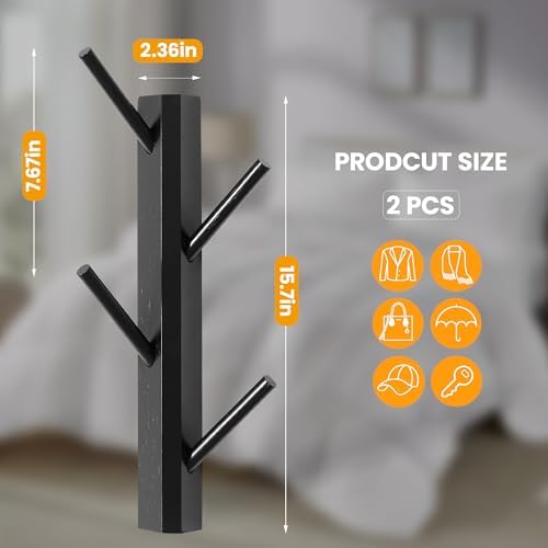 TIOPGHAD 2-Pack Small Vertical Wall Mount Coat Rack - Image 4