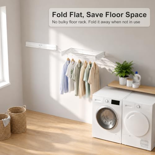JOOM Wall Mounted Clothes Drying Rack, 31.5 Inch Foldable Rack - Image 3