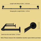 Wall Mounted Clothes Rack, 52.6in Industrial Pipe Clothing Rack - Image 3