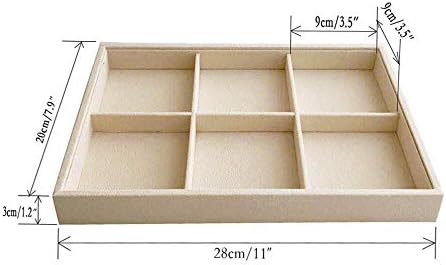 Beige Jewelry Organizer Tray 6 Compartment Medium, Stackable Display Tray - Image 5