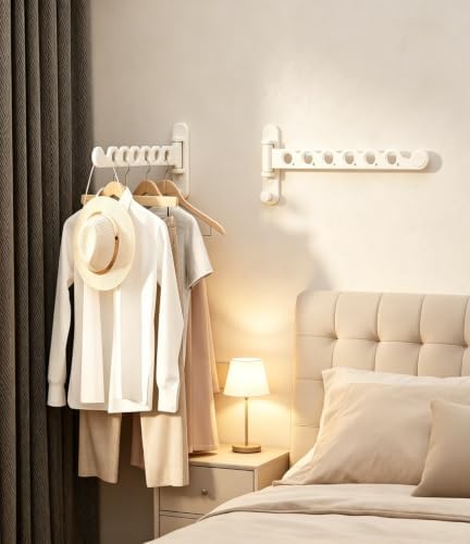 Wall Mounted Clothes Hanger Rack, Foldable Space Saving Laundry Rack - Image 6