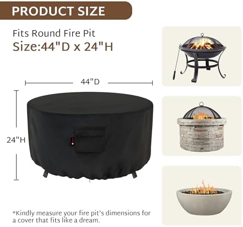 iBirdie Round Fire Pit Cover 44 inch, Outdoor Waterproof Coffee Table Cover - Image 2