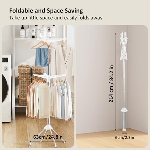 SUYU Clothes Drying Rack, Folding Clothes Drying Tree, 2 Layer - Image 4