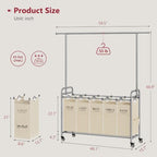 Tajsoon Laundry Cart with Hanging Rack, 65 Gal. Large Laundry Hamper - Image 3
