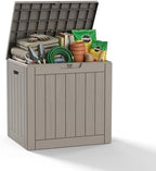 DRATO 35 Gallon Outdoor Storage Box Waterproof Lockable Small Deck Box Grey by DRATOprovidesawarmandcozy