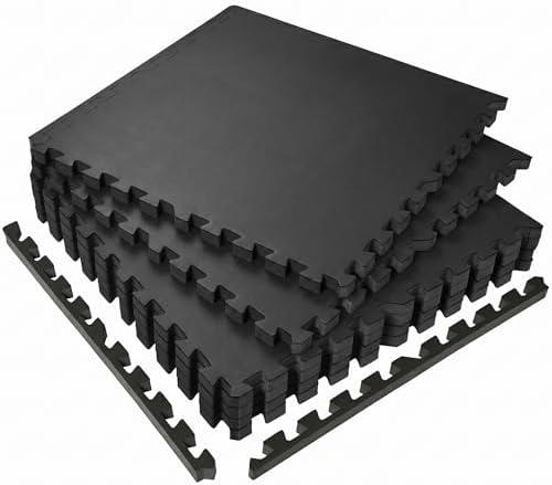 SUPERJARE 0.56'' Thick 24 Sq Ft Rubber Top Gym Flooring by SUPERJARE