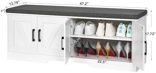 HOMSHO Farmhouse Shoe Storage Bench - Image 3